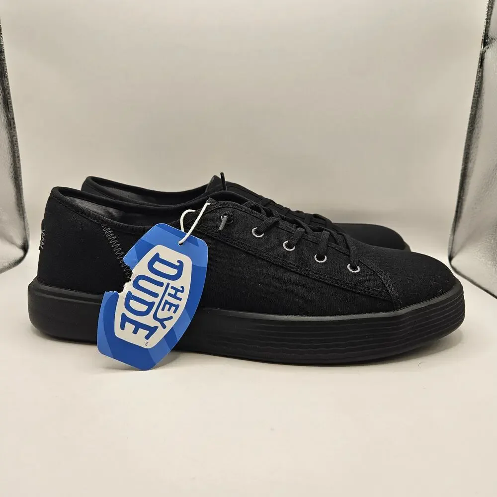 HEY DUDE MEN'S 13 CODY CANVAS BLACK/BLACK NWT 41291-060